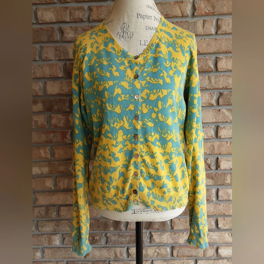 Sundance Free Spirit Horse Print Long Sleeve Button Front Cardigan Sweater - Picture 2 of 6
